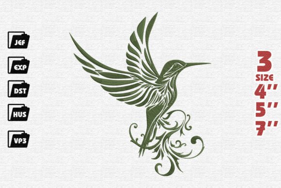 Elegant Ornate Hummingbird Olive Green Design Review
