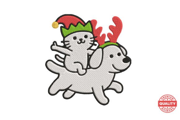 Review: Christmas Cat Riding Dog Embroidery