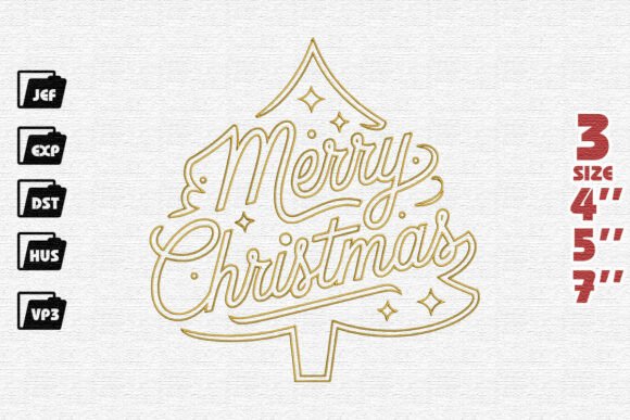 Review: Golden Merry Christmas Tree Typography Design